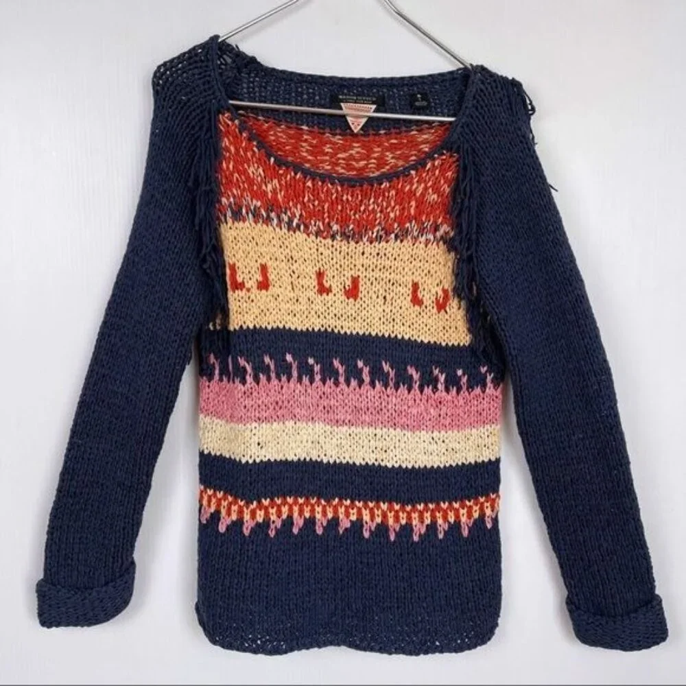 Scotch Soda Maison Scotch Fringe Trim folky bohemian Sweater small - Picture 2 of 8